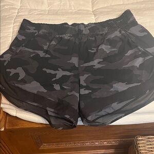 Athleta Black and Gray Camouflage Athletic Shorts